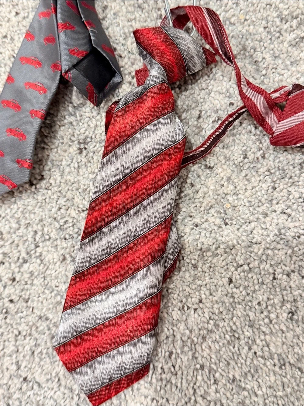 Boys 2T - 4T ties and bows red silver grey white solid colors and cars